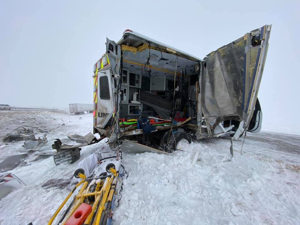 First-responders use wrecked ambulance as warning about the importance of slowing down