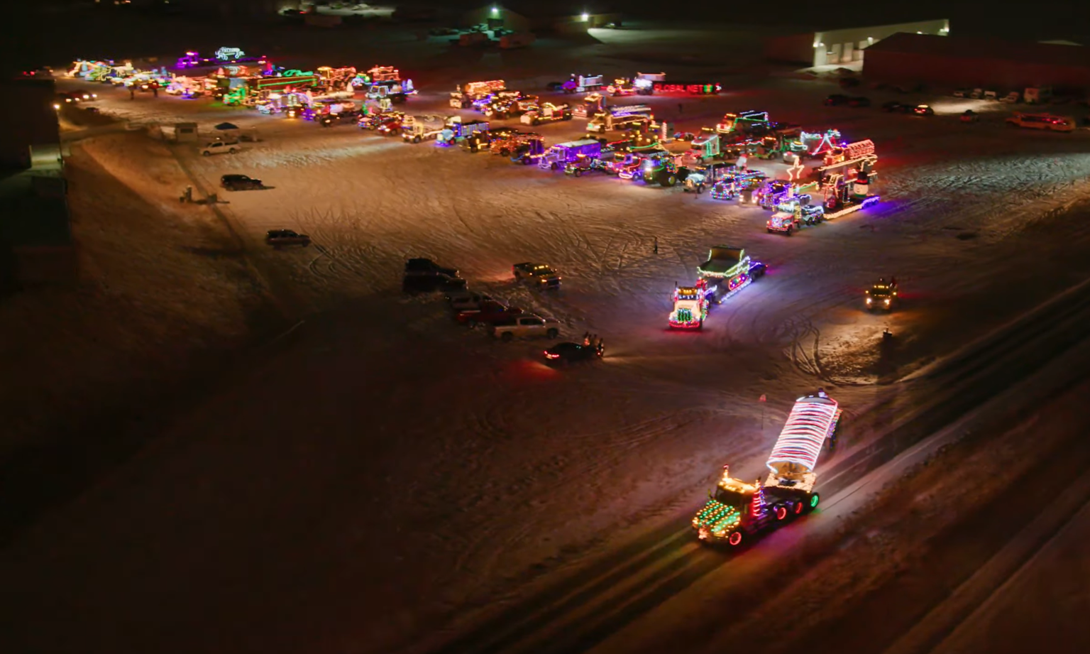 VIDEO Watch as this Christmas convoy lights up the night