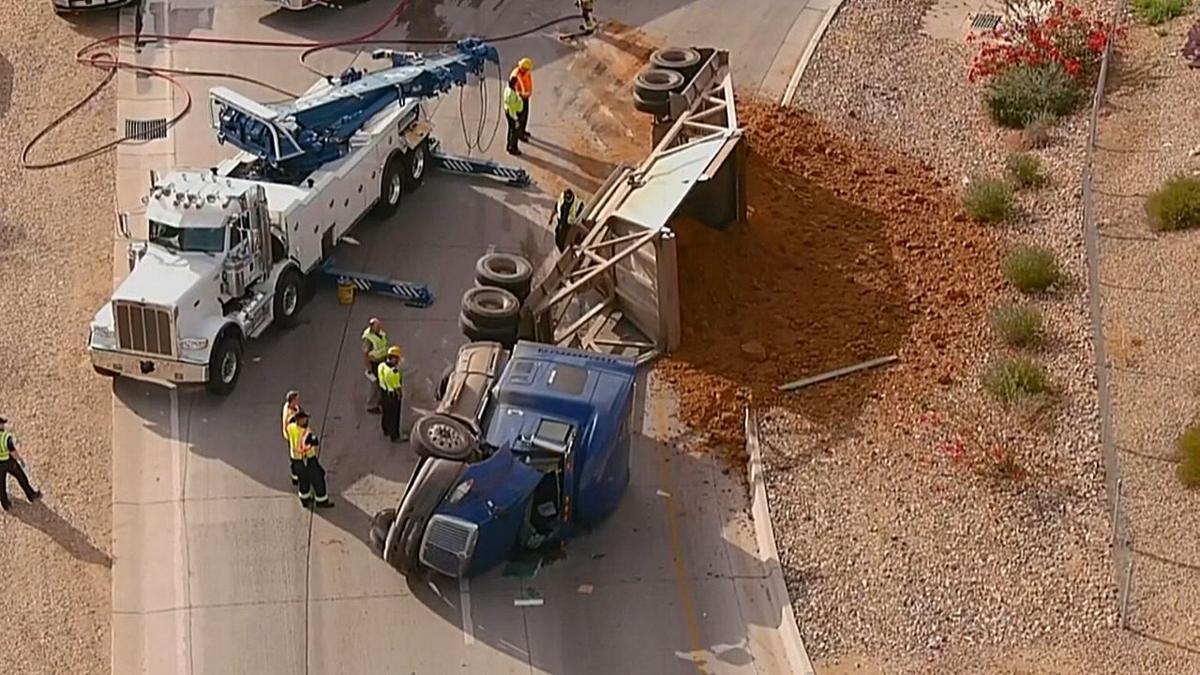 Trucker flees scene of overturned rig