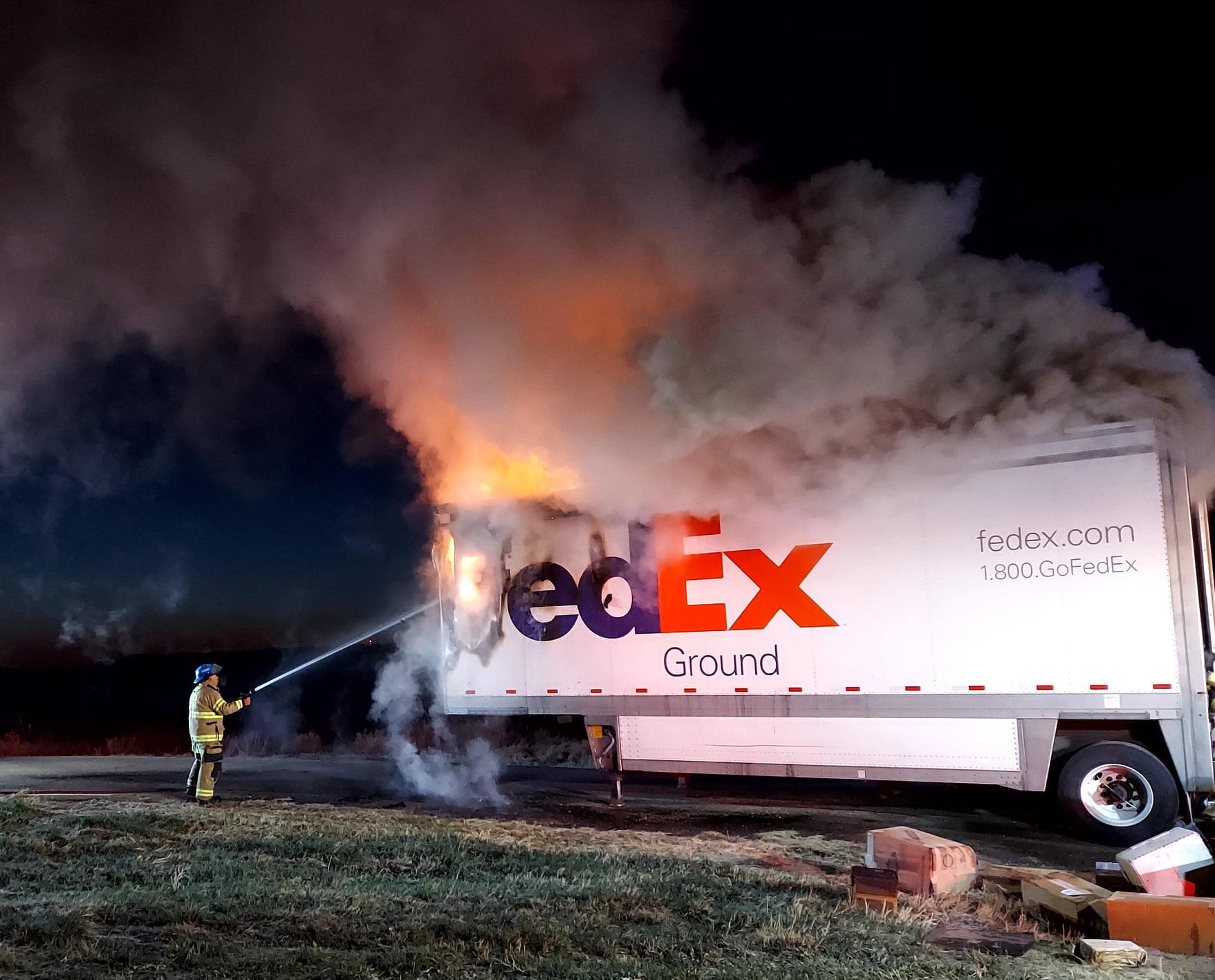 Trailer catches fire on I-25 in Colorado