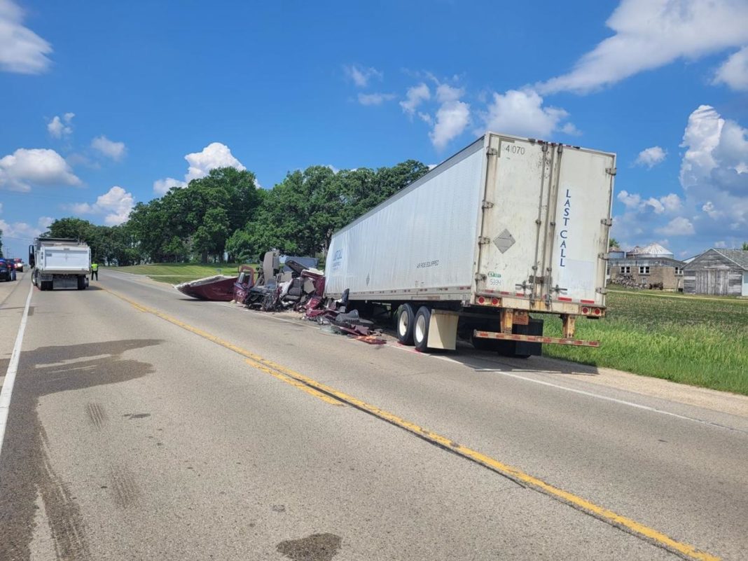 Dump truck appears to drive away without a scratch following wreck that