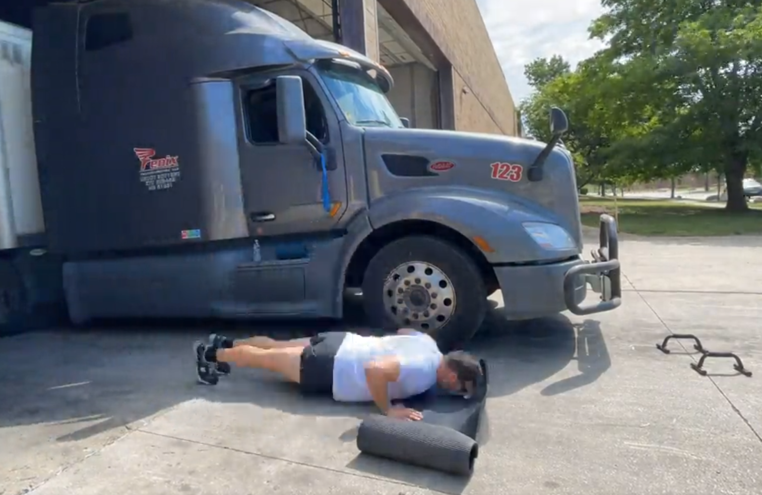 WATCH Trucker takes his fitness seriously.