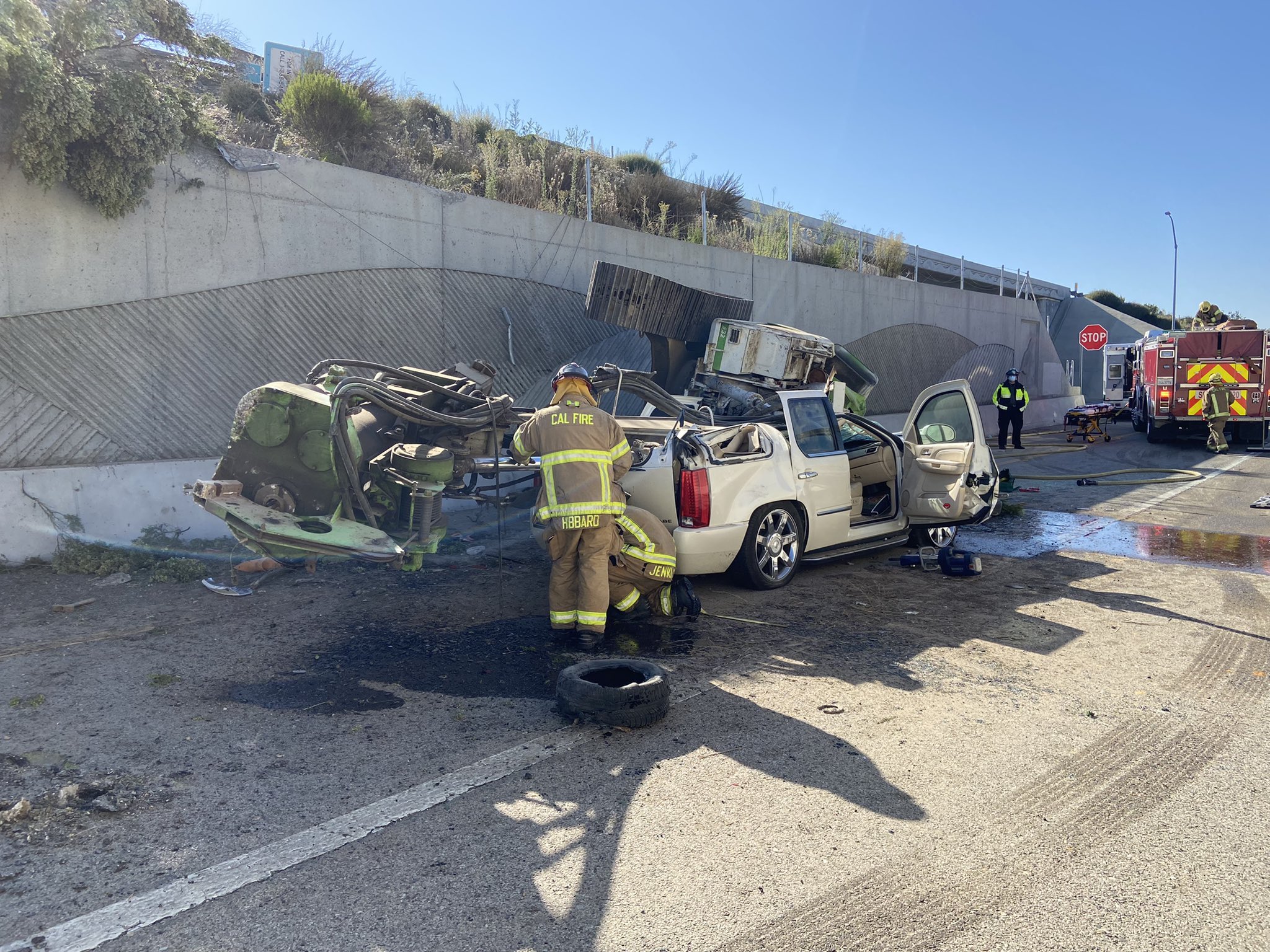 UPDATE: Rig that lost excavator blew steer tire