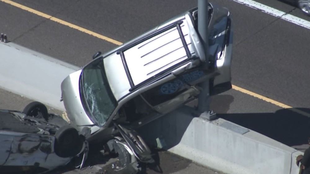 Semi tire blowout crash sends four wheelers flying