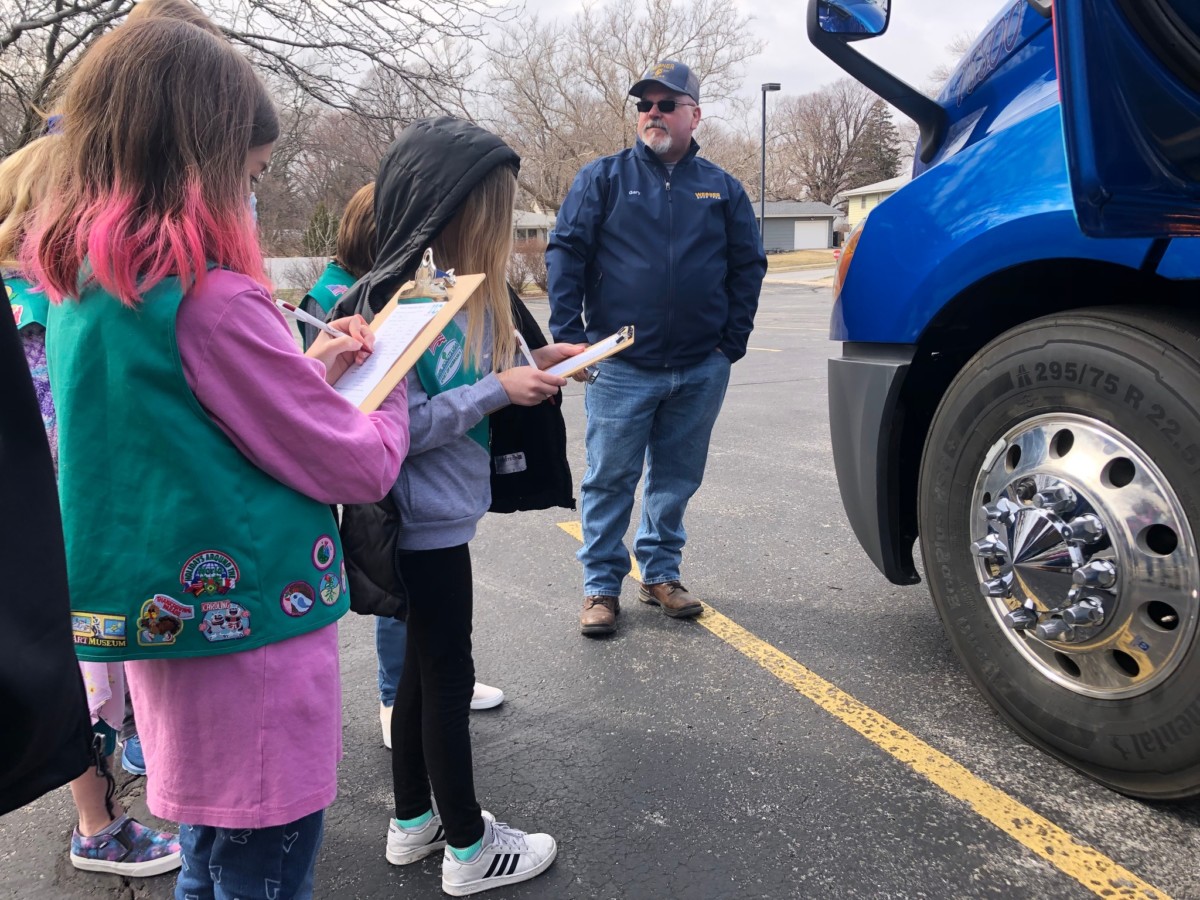 Girl Scouts get up close and personal with big rigs to earn trucking badges