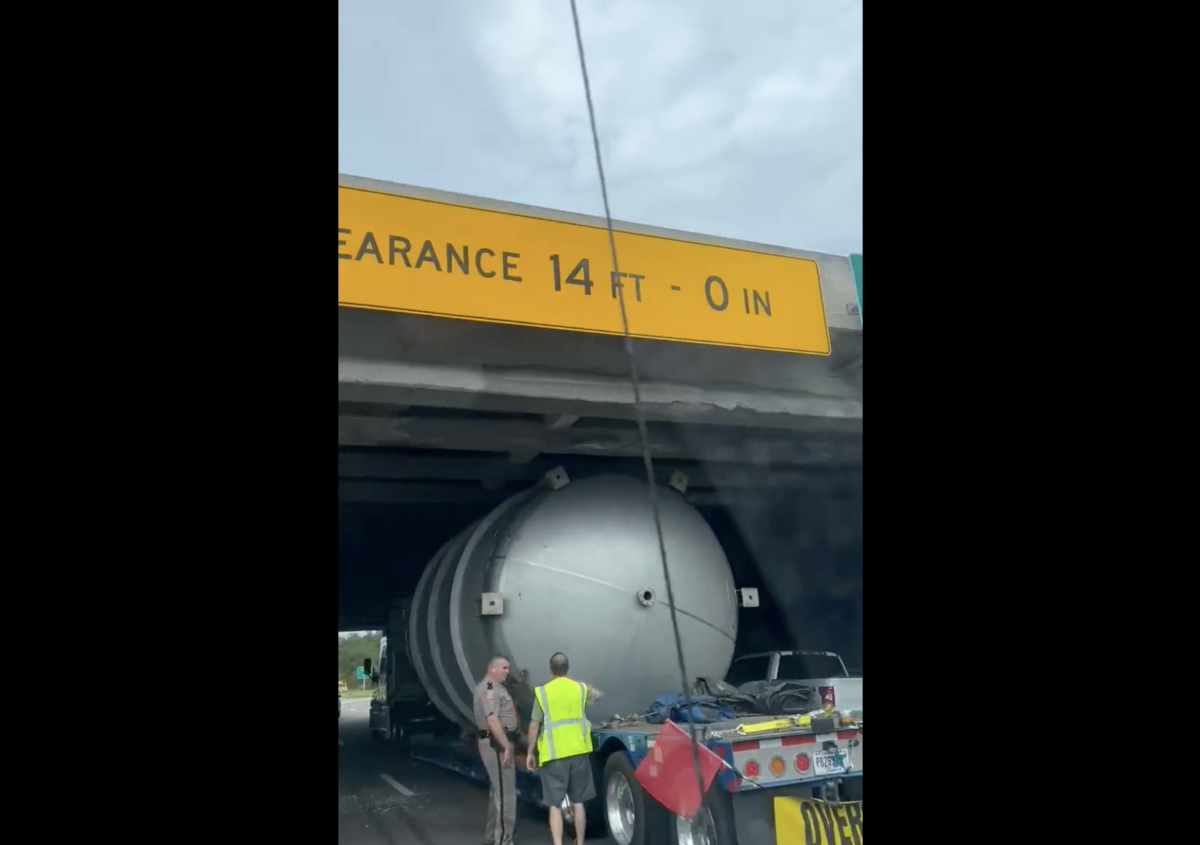 Truck stuck under I-95 overpass in Jacksonville