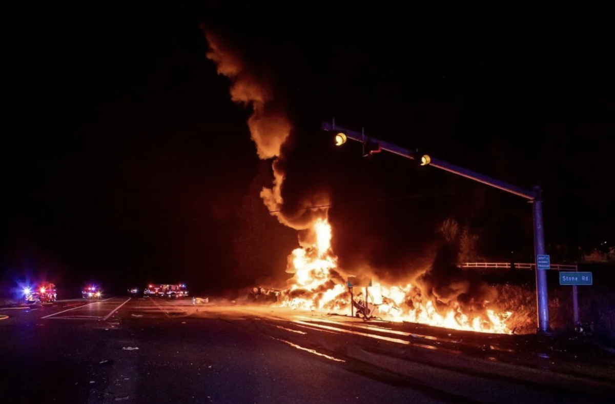 Fuel tanker rollover sparks fire, shuts down Gold Star Bridge in Groton