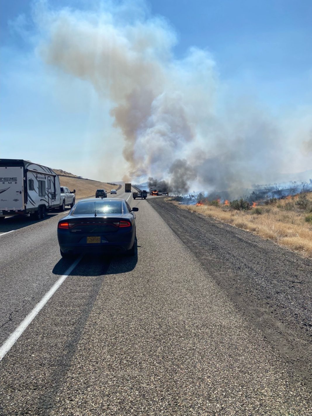 Wildfire Closes Both Directions Of I-84 In Eastern Oregon