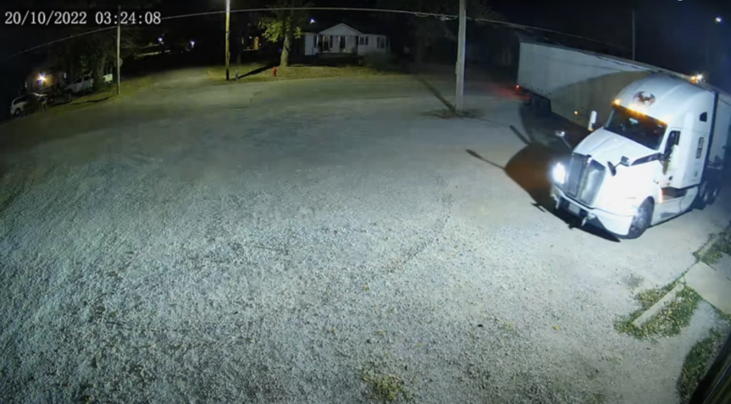 VIDEO Police seek semi truck driver who appears to spark fire that