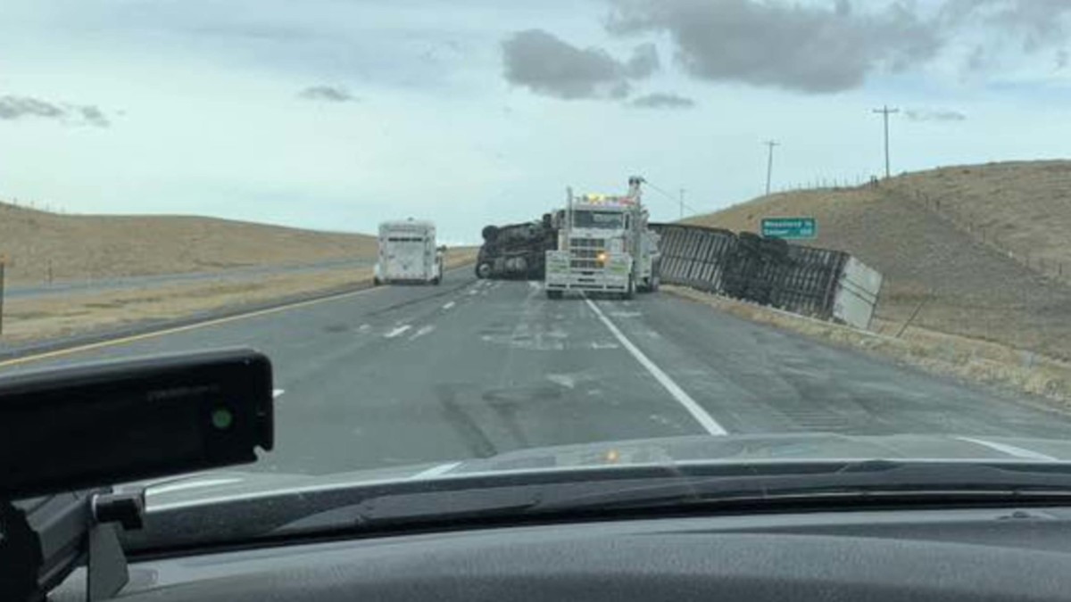 111 mph winds caused chaos on Interstate 25 in Wyoming on Saturday as multiple semi trucks flipped in the gusts 