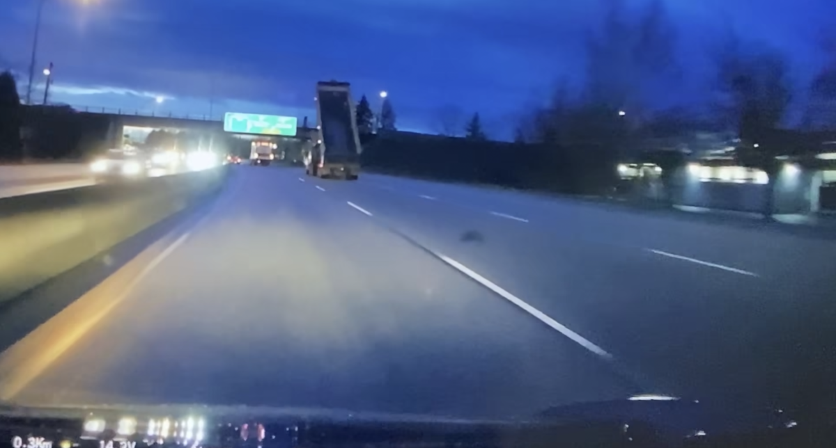 Trucker's dashcam captures near miss on B.C. highway