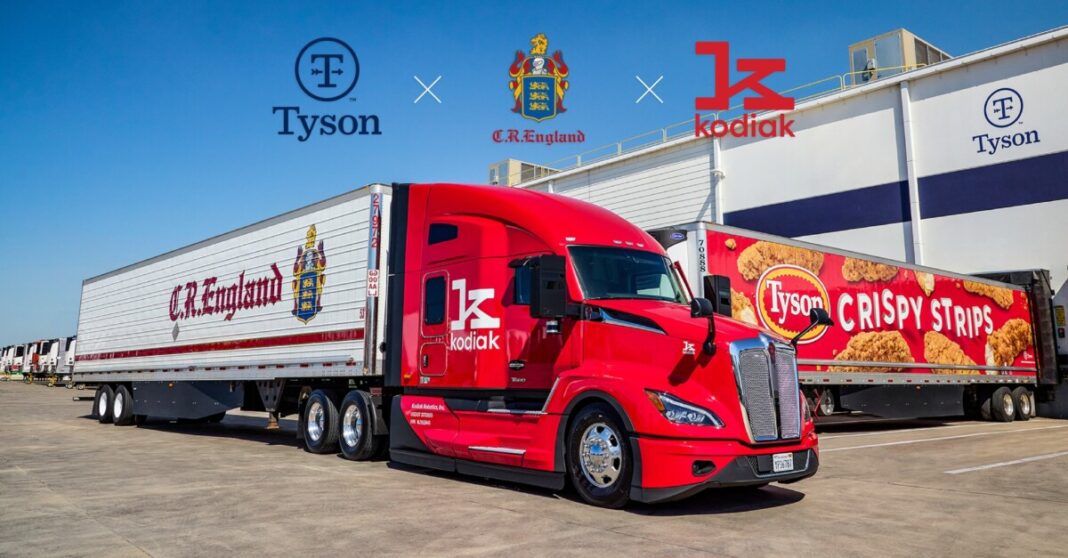 Selfdriving trucks to haul Tyson Foods freight in C.R. England reefer