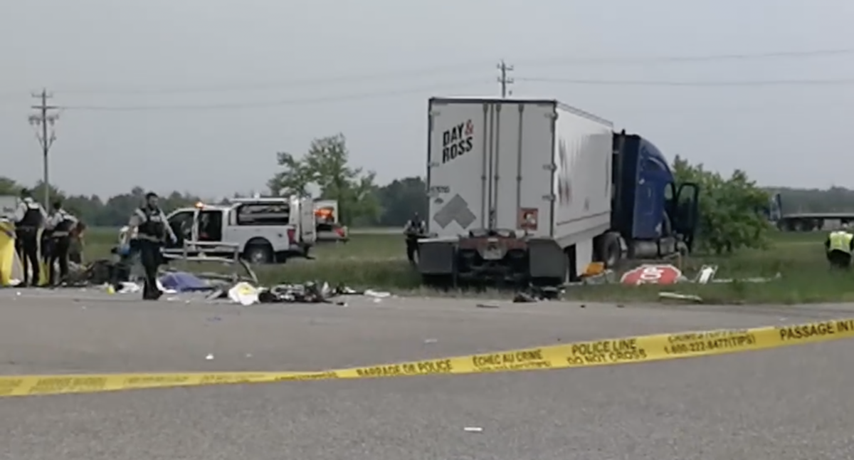 Police say dash cam shows truck driver had right-of-way in bus crash that killed 15
