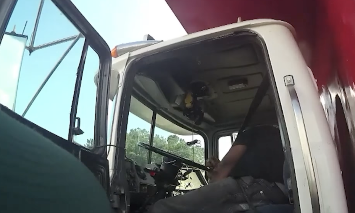 This body cam footage shows an officer saving the life of a slumped-over dump truck driver 