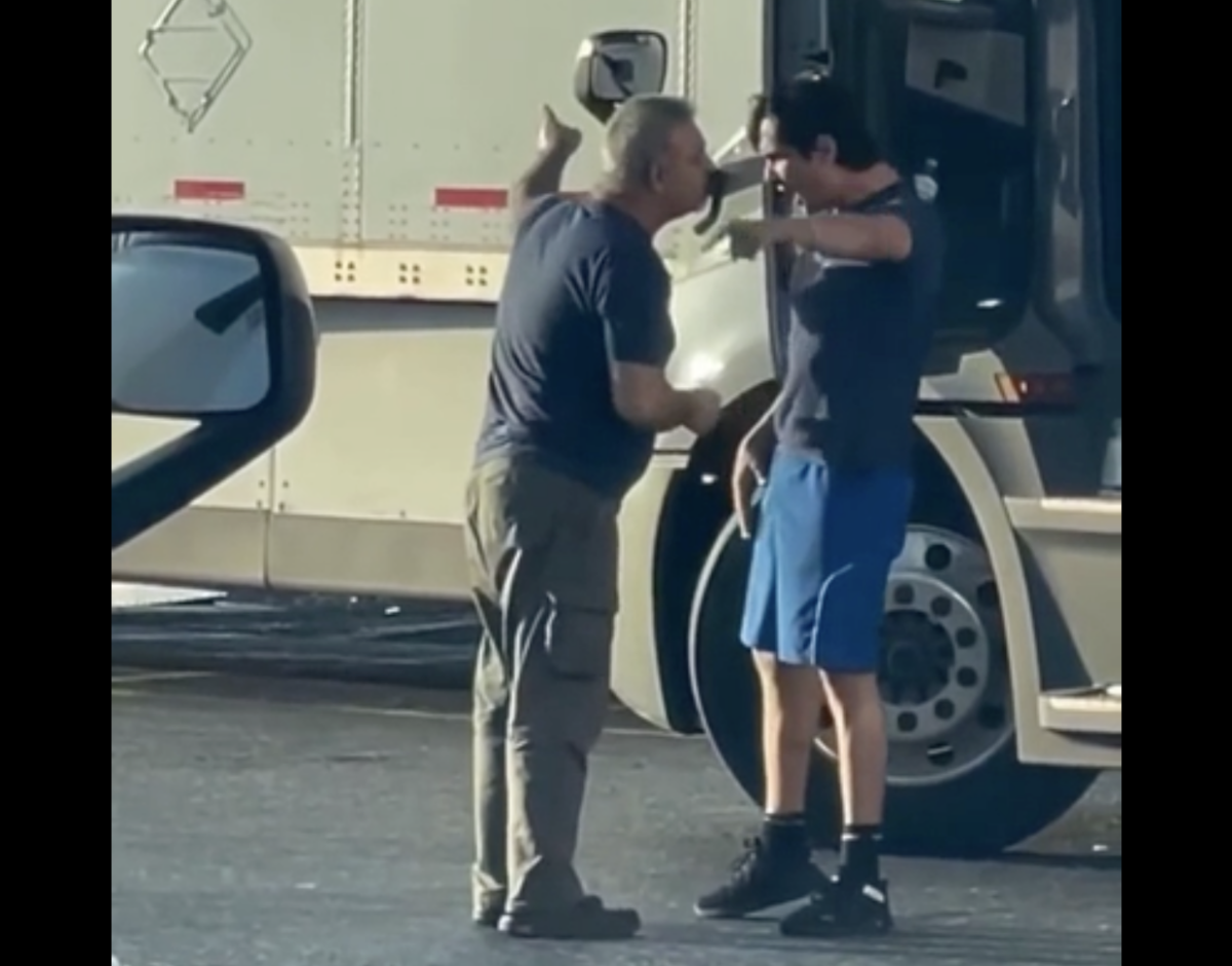 VIDEO: Trucker tensions are so high during this argument that a fire extinguisher gets involved 