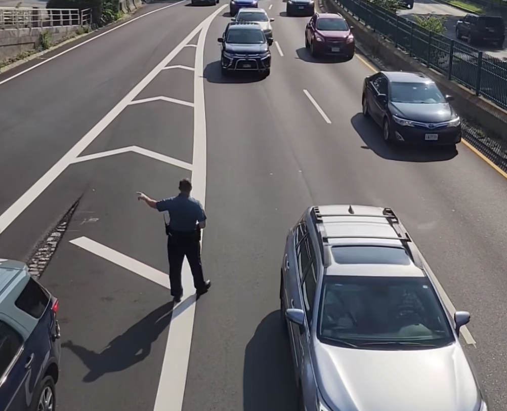 VIDEO: Last-second mergers get instant justice courtesy of Massachusetts State Police