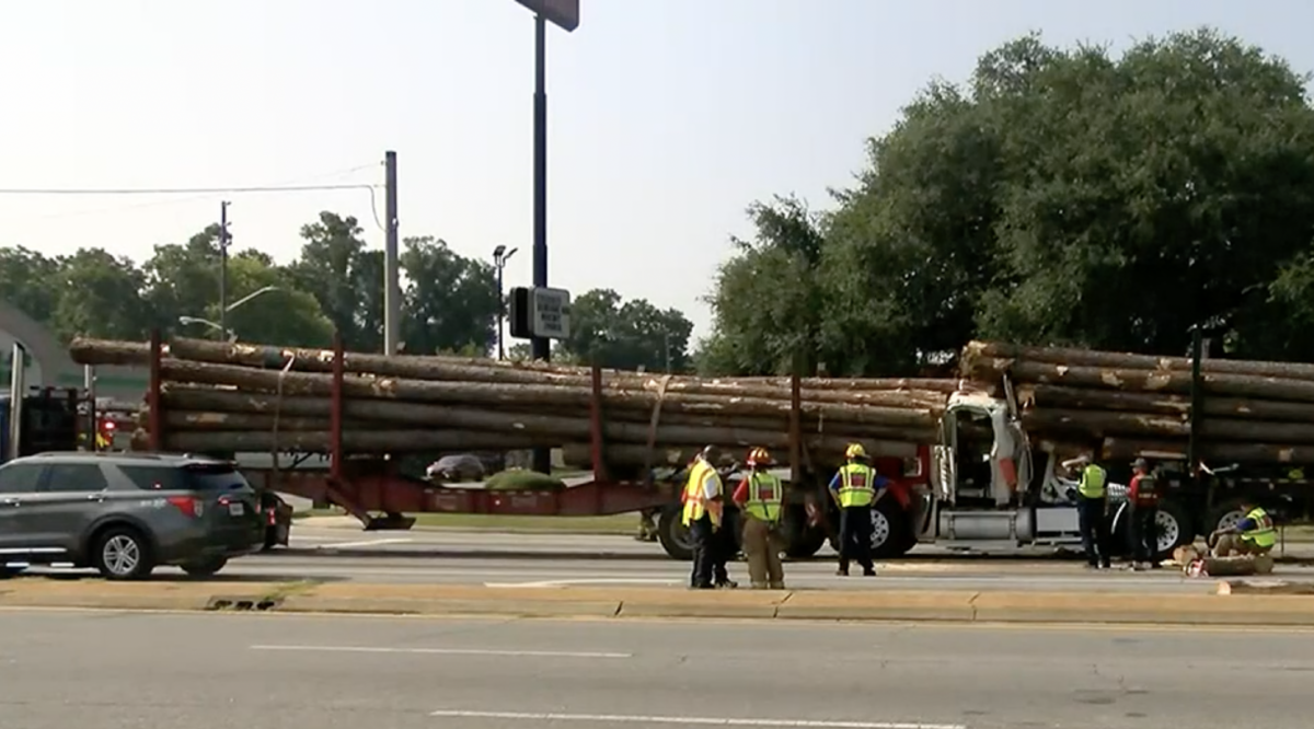 Truck driver severely injured in two log truck rear-end crash