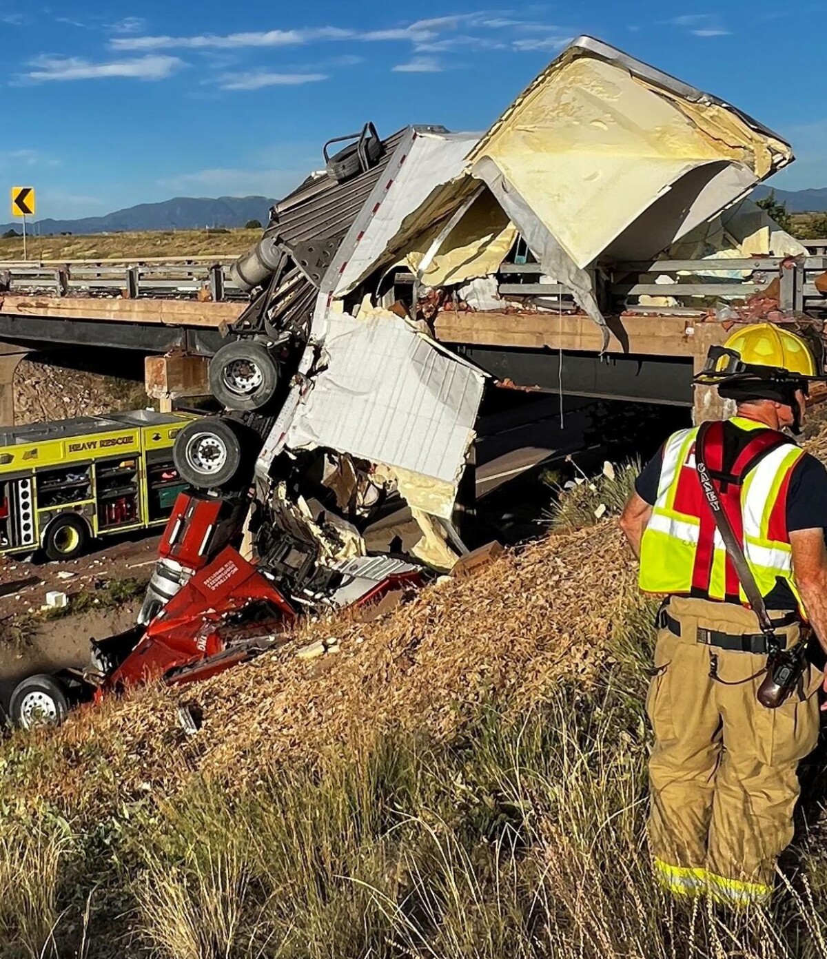 Driver dead after rig flips all the way up embankment in potential drowsy driving wreck 