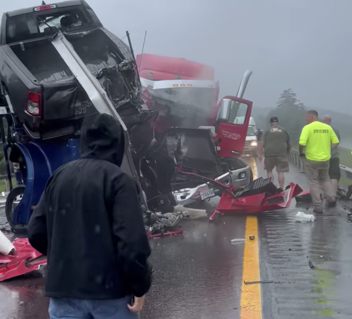 Truck hauling gear for rock band Metallica involved in major crash