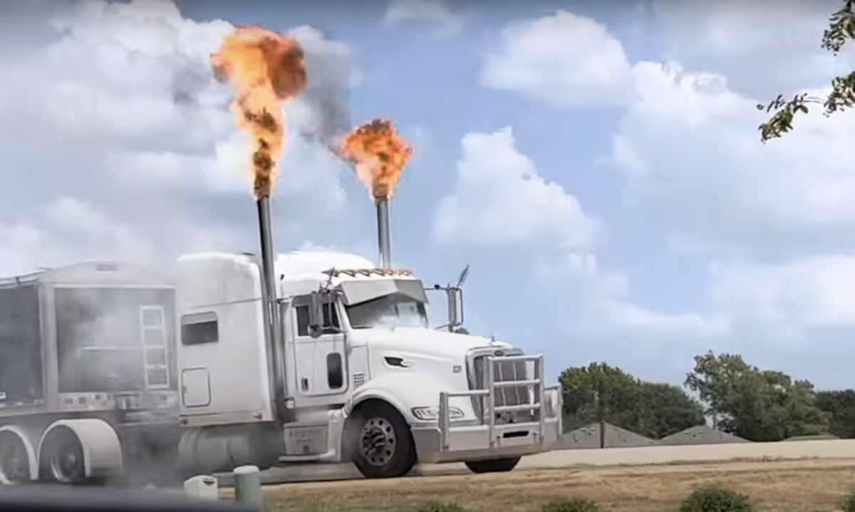 You've got to watch this wild runaway diesel truck video
