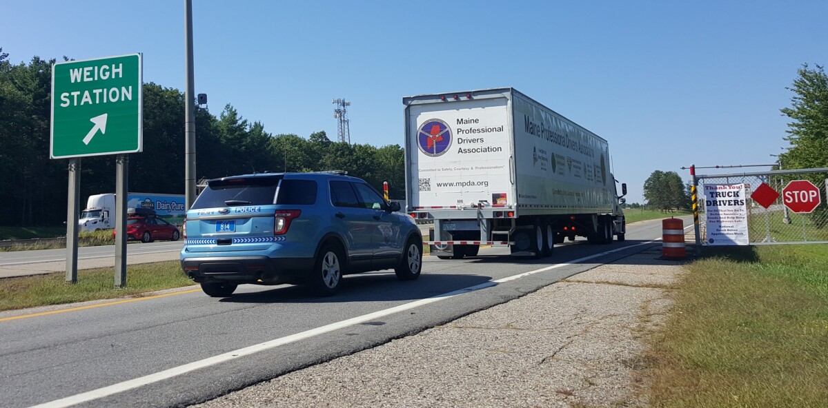 Free lobster roll lunch for truckers happening at Maine weigh station for Driver Appreciation