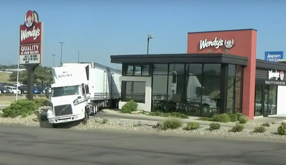 Truck driver’s drive-through shortcut ends badly  