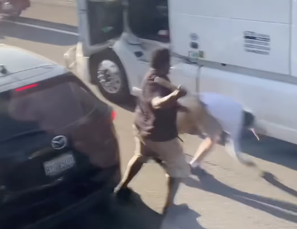 Watch this WWE style trucker brawl break out in standstill traffic