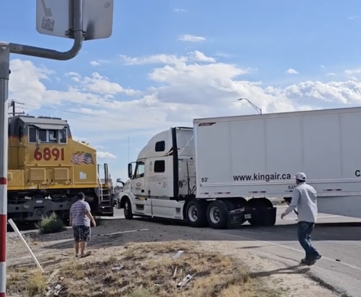 Check out the gentlest train vs. semi crash we’ve ever seen 