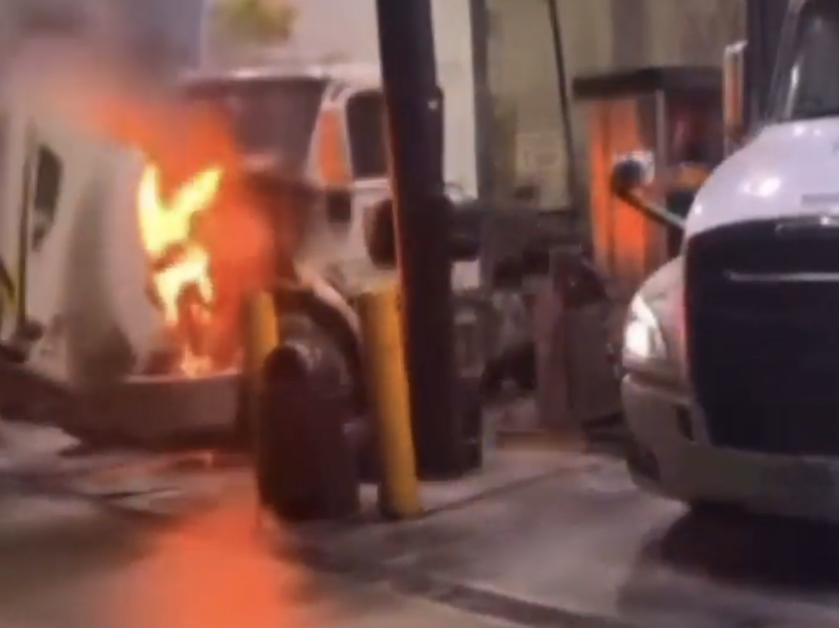 WATCH: Everyone finds fuel island truck fire very alarming