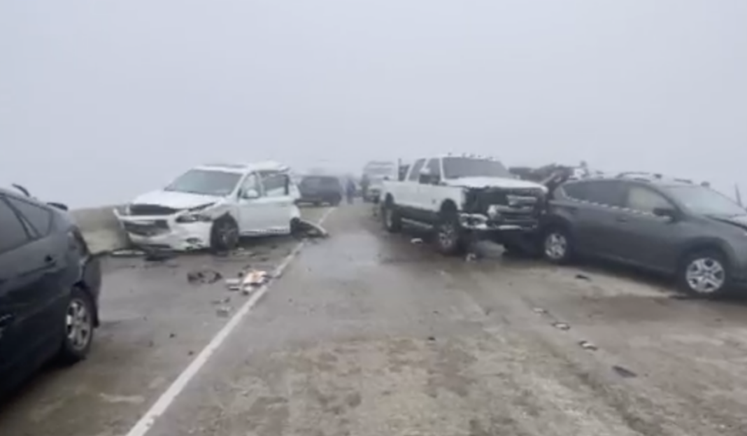 Foggy Conditions Cause Pile Up Crash Involving Multiple Semi Trucks In ...