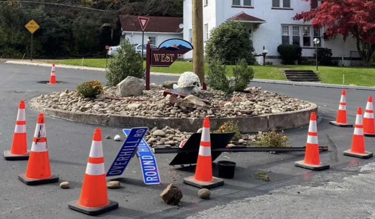 Driver leaves after taking out decorative, speed limit, and street signs in one poorly executed maneuver