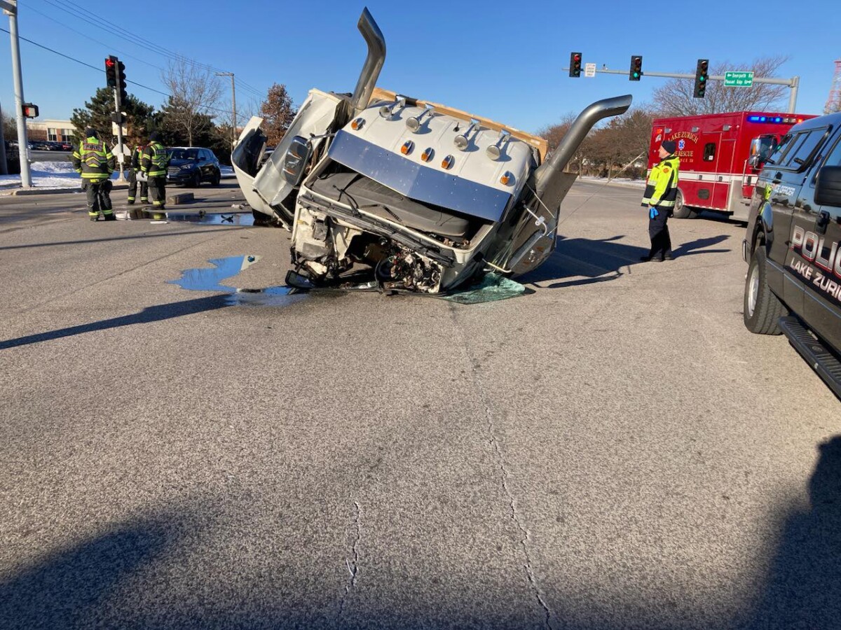 Concrete beam load shift cut a semi truck cab in half in Illinois