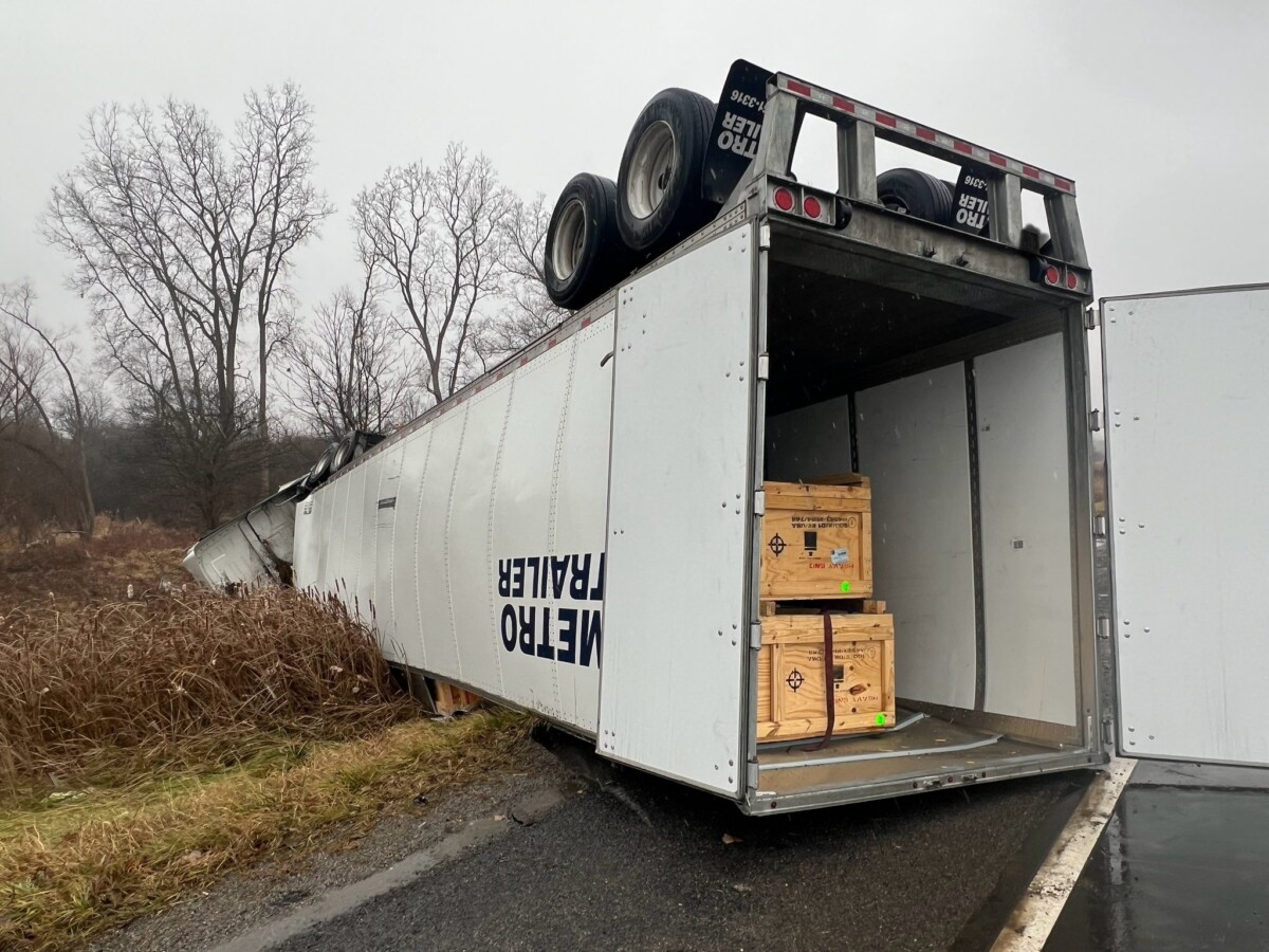 Ninety-two year old making U-turn causes crash that upends big rig