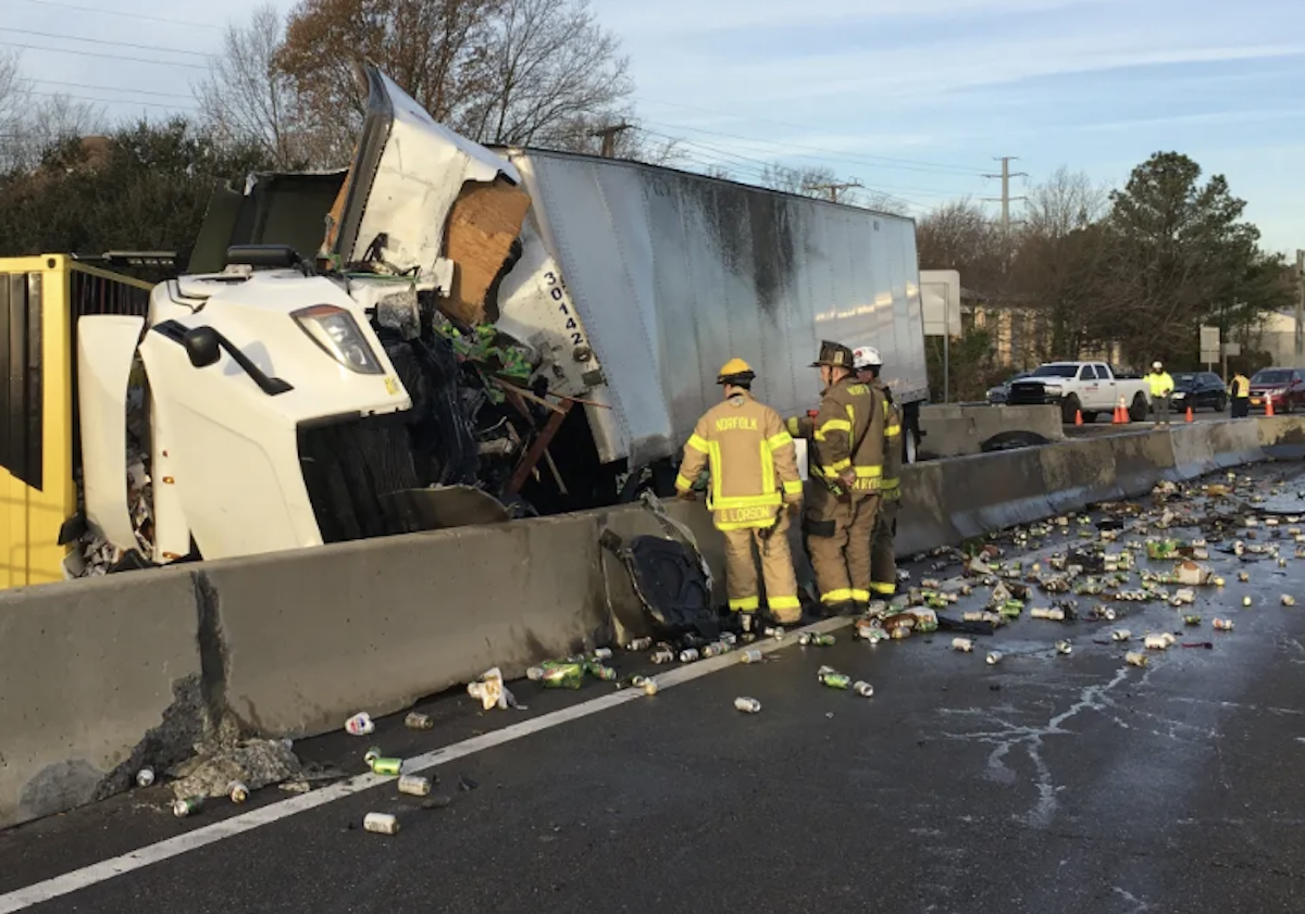 Mountain Dew and Pepsi litter highway after single rig wreck