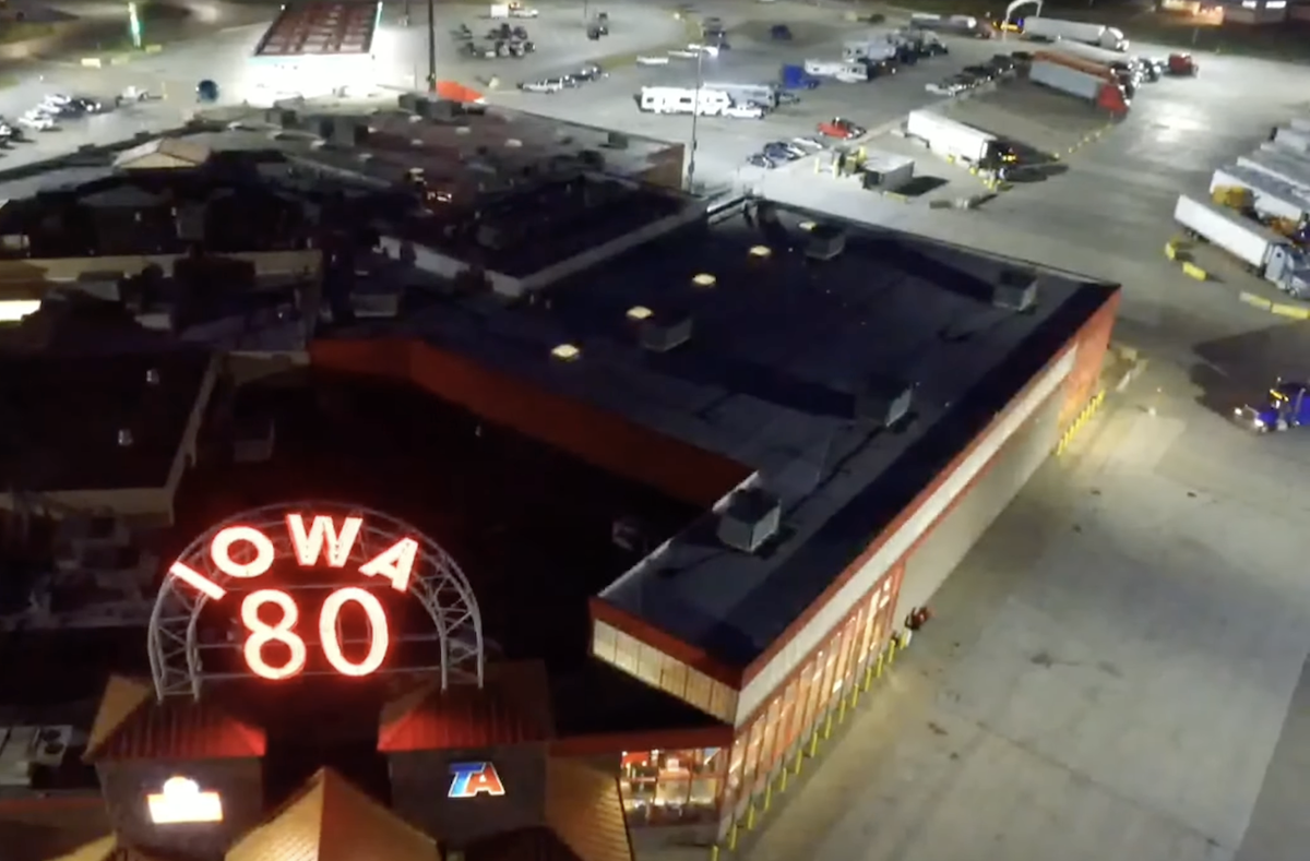 Iowa 80 truck stop hosting trucking policy announcement by Republican presidential candidate 