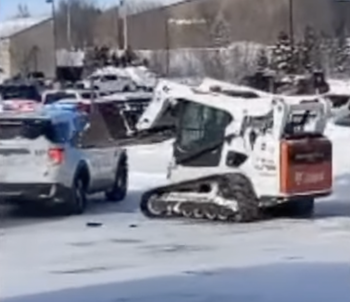 Video shows guy in boss’s stolen skid loader rampaging in a Nebraska Home Depot parking lot