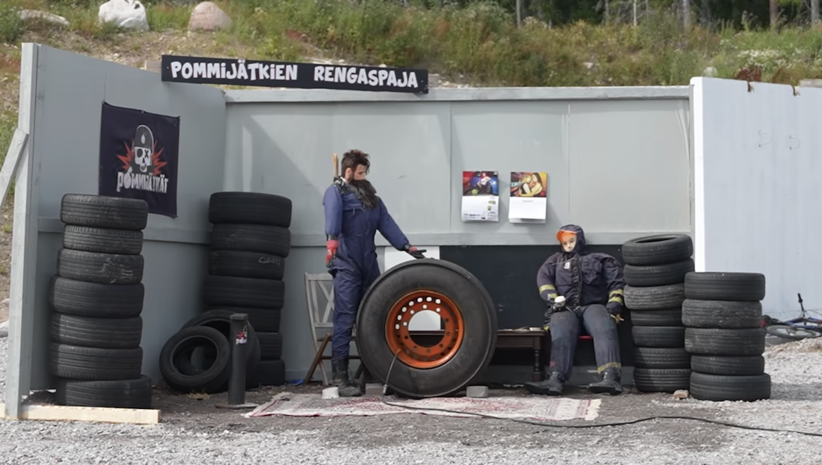 This is what happens when you overfill a semi truck tire (by a LOT)