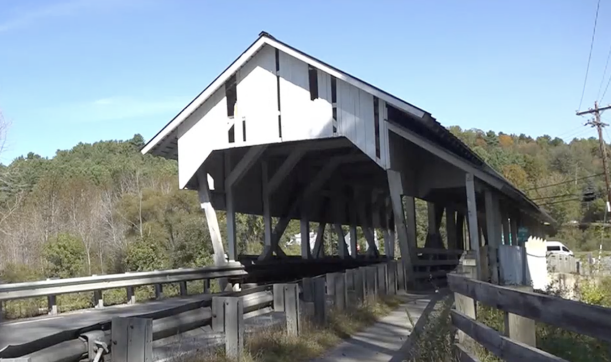 Damaged covered bridge blamed on box truck driver previously placed out of service 