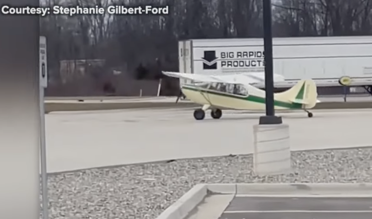 Small plane lands at truck stop diner for quick bite