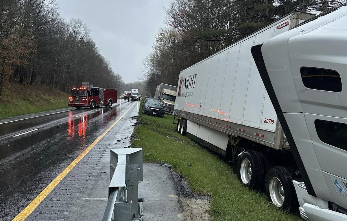 Five semi trucks involved in multi-vehicle wreck that injured two