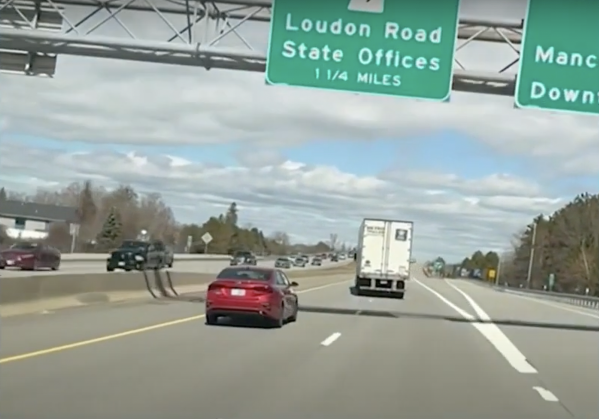 Dash cam shows big rig running cars off the road in New Hampshire