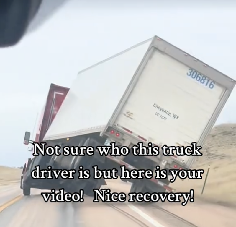 Dash cam catches big rig driver’s save amid powerful Wyoming winds