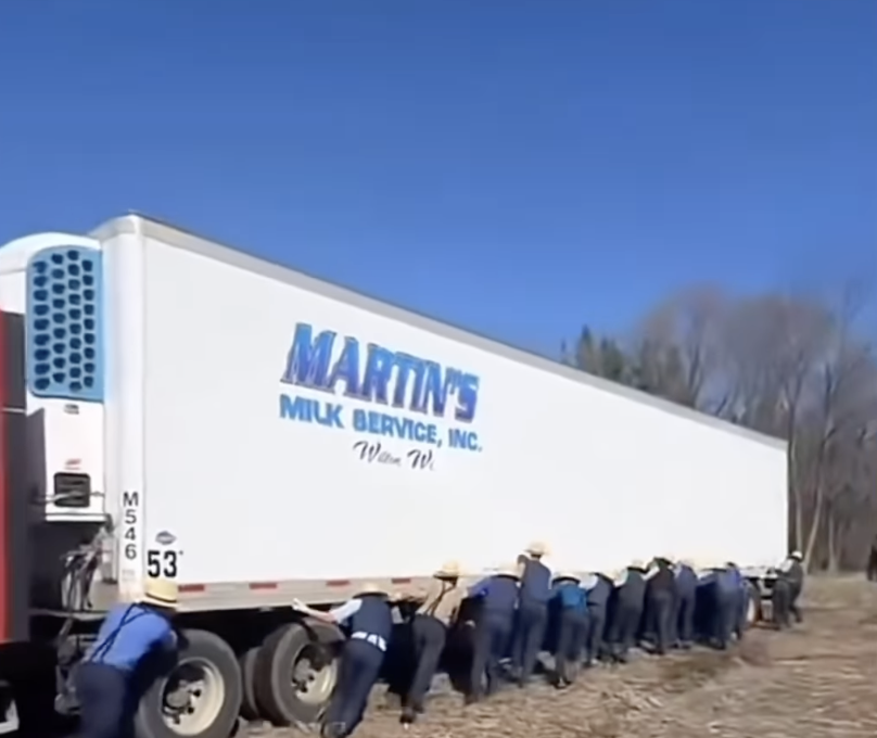 Impressive video shows a human tow truck rescuing a stuck semi