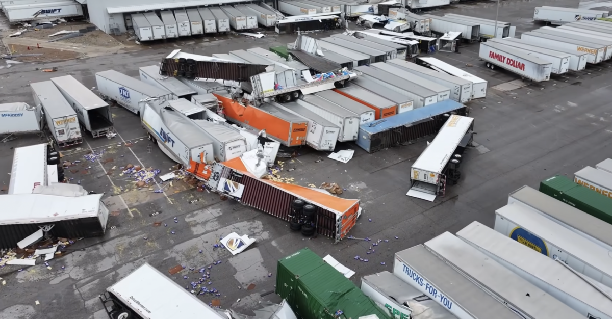 Video shows devastating tornado damage at Dollar Tree warehouse