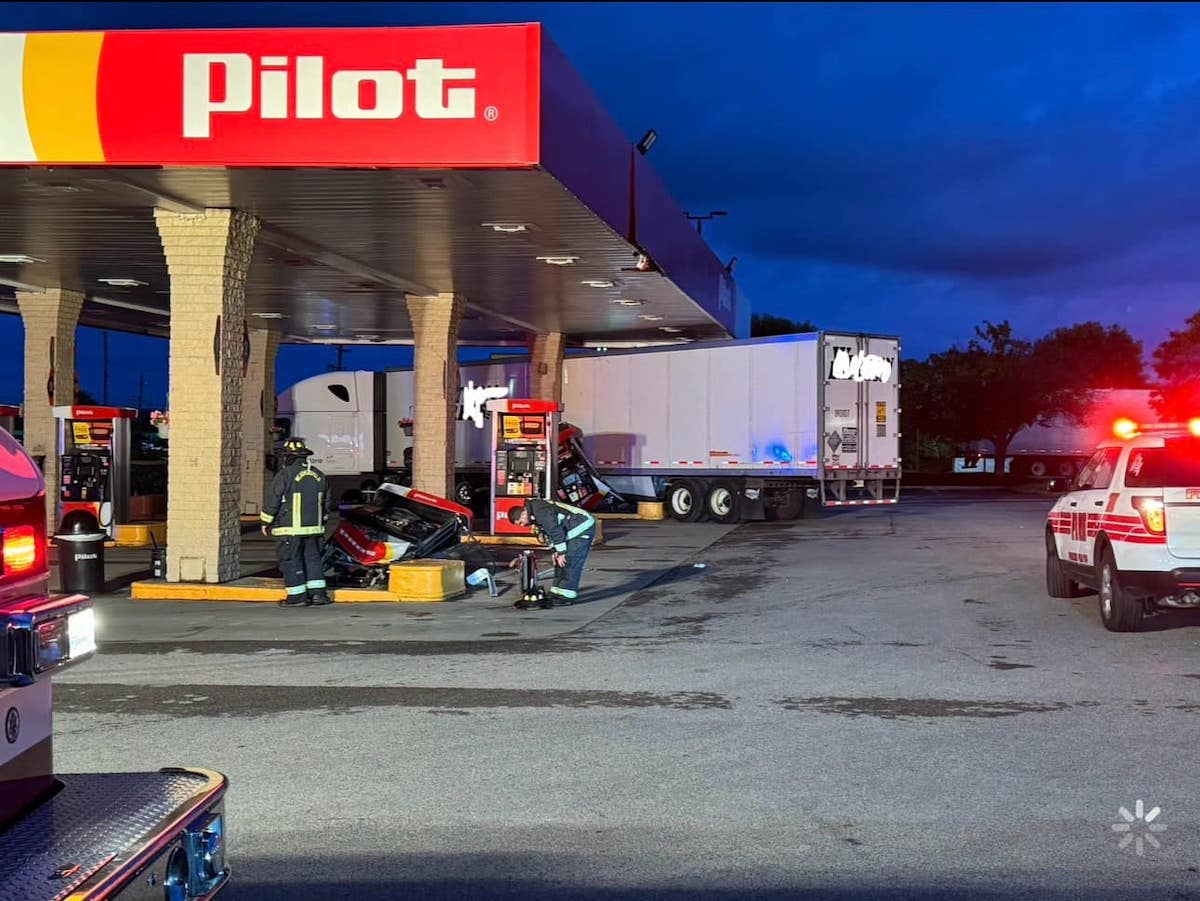 Truck takes out gas pumps after pulling into wrong stall