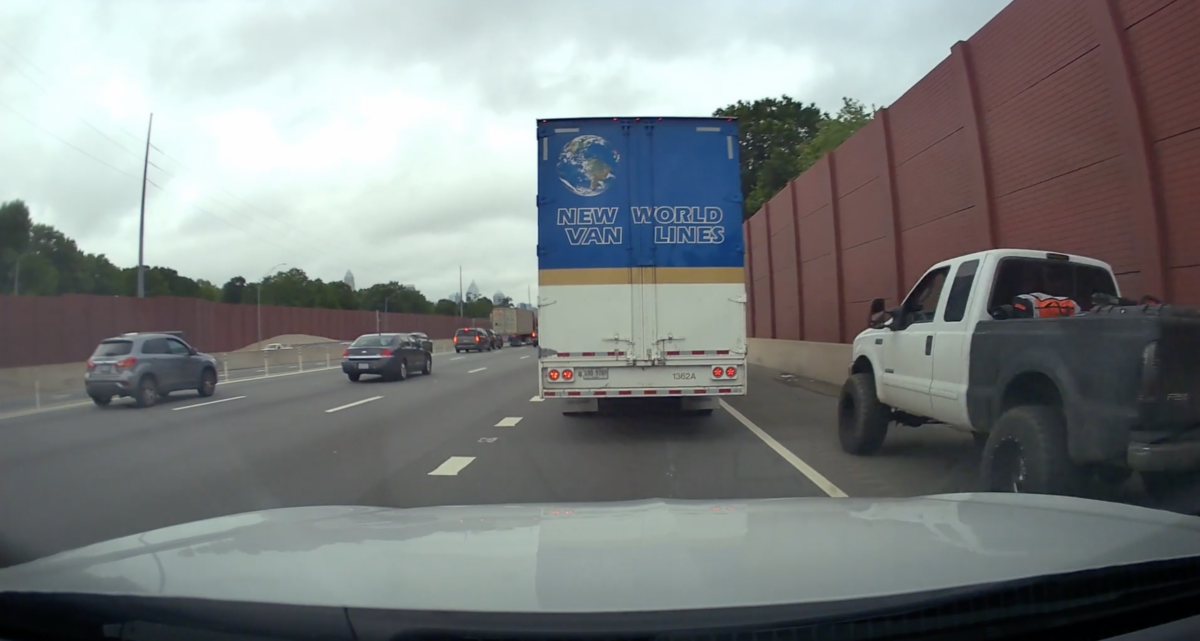 VIDEO: Pickup driver who passed semi on the shoulder gets instant justice