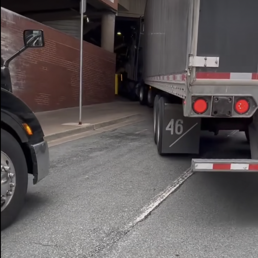 Video shows trucker backing with only ‘5 inches of wiggle room on each side’