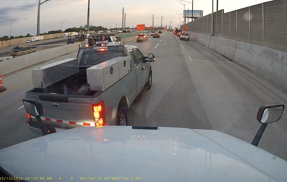 Brave work pickup just barely fails to ruin driver’s day