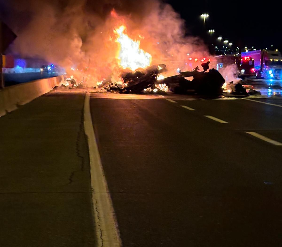 Dash cam catches big rig plowing into Highway 401 barrier, going up in flames