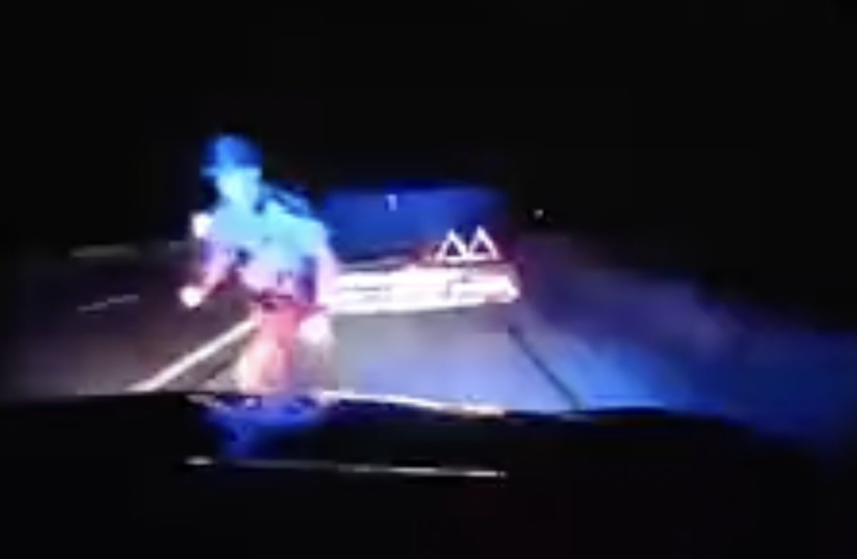 VIDEO: Sleepy motorist nearly takes out trooper on Ohio Turnpike